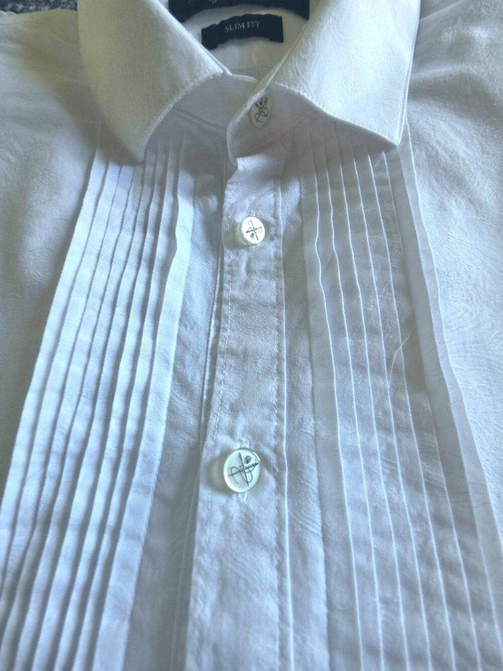 JOHN VARVATOS STAR USA Mens Slim Fit White Tuxedo Shirt - Picture 15 of 16